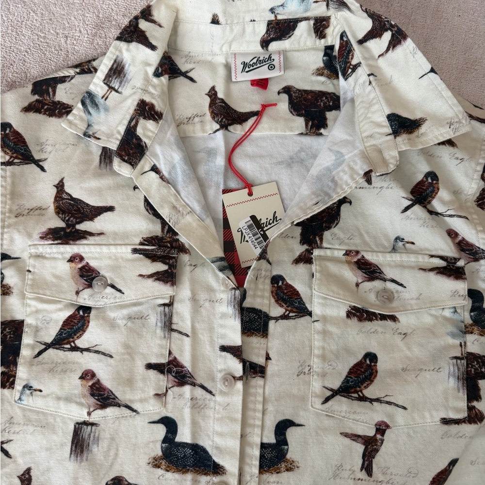 Woolrich Cream Bird Pattern Flannel Shirt